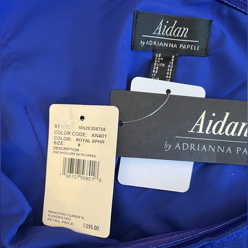 ❣️🆕Aidan by ADRIANNA PAPELL One Shoulder Satin Bow Cocktail Dress❣️ - Picture 9 of 11